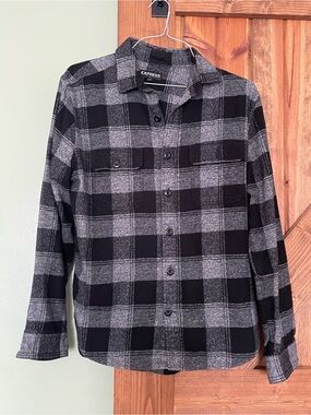 Express Black & Gray Plaid Button-Down Shirt
